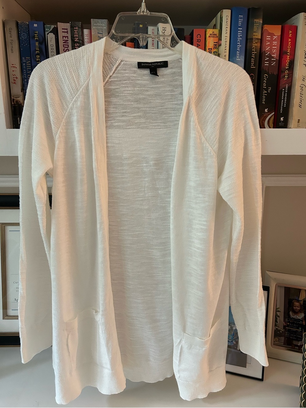 Banana Republic Lightweight Open-Front White Cardigan Sweater
